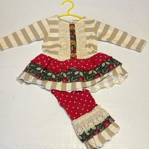RicRac & Ruffles Christmas Outfit Like New Size 18M